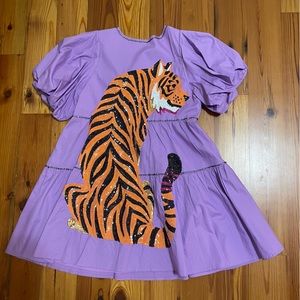 QUEEN OF SPARKLES PURPLE TIGER DRESS SIZE XS